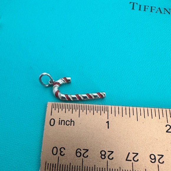 Tiffany & Co Candy Cane Christmas Charm Sterling Silver Red Enamel- collector's - Picture 9 of 10